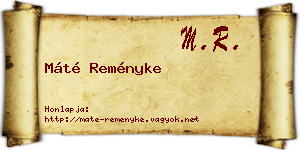 Máté Reményke névjegykártya